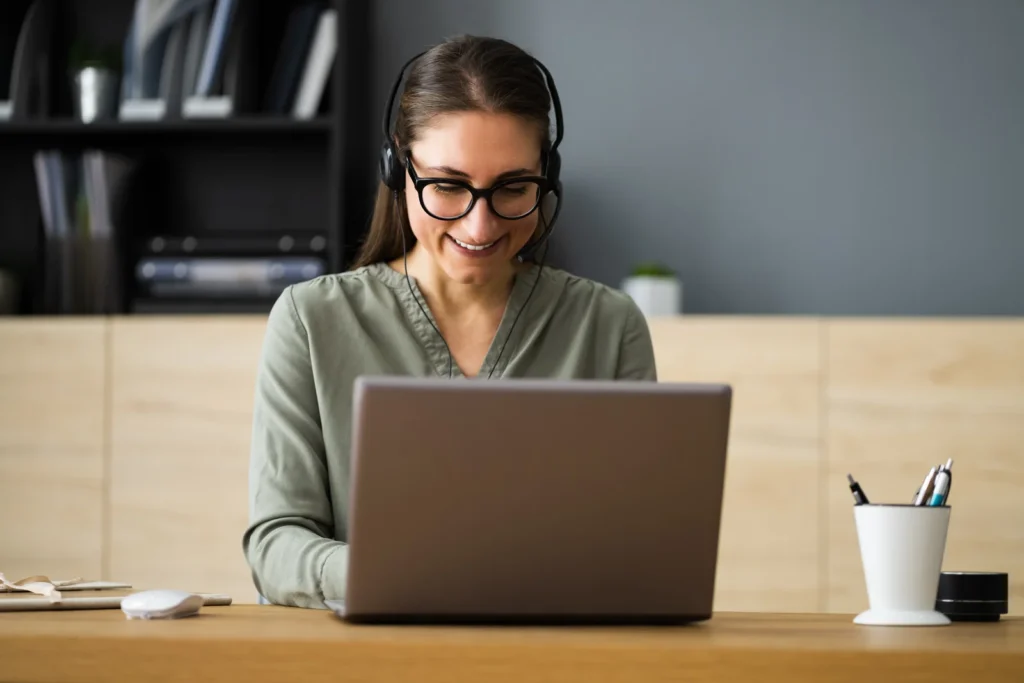 Woman Working on a Laptop